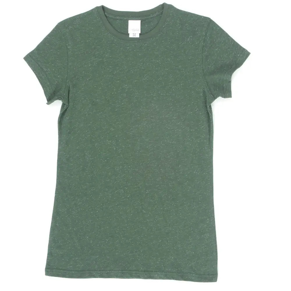 J. America 8138 Women’s Glitter T-shirt - Forest Green Silver - Green/ / Ladies Xs
