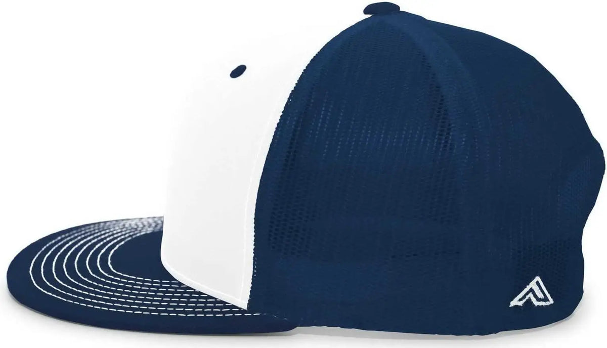 Pacific Headwear 4d3 Trucker D-series Snapback Cap - White Navy - 7’’ - 7 7/8’’