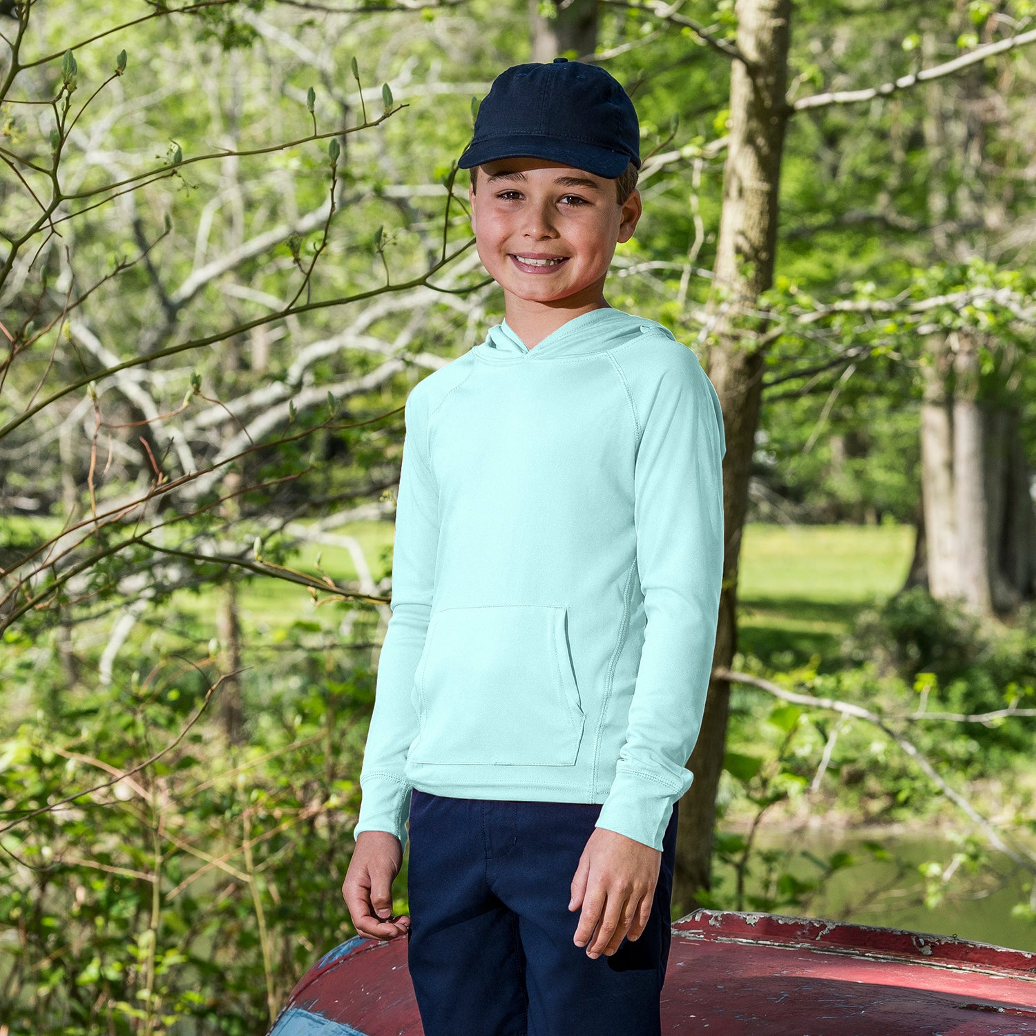 Cameo Pink SUNPROOF YOUTH HOODED LONG SLEEVE TEE