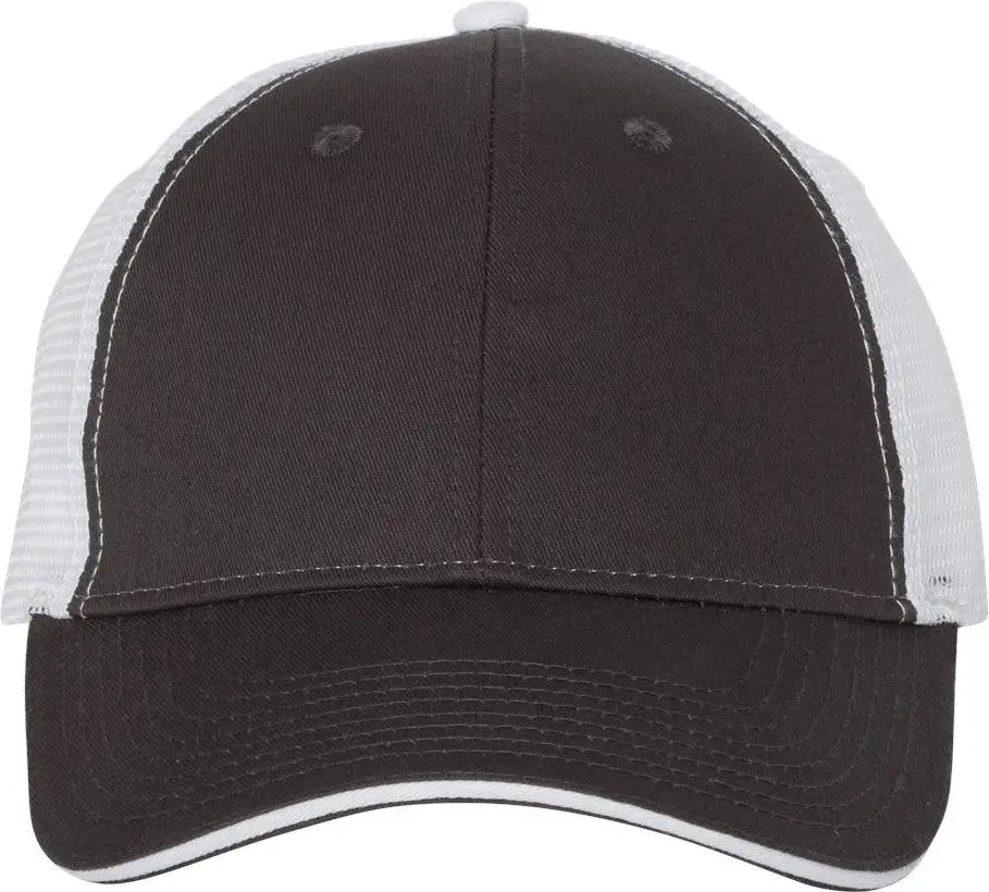 Valucap S102 Sandwich Trucker Cap - Charcoal White - one Size Fits Most