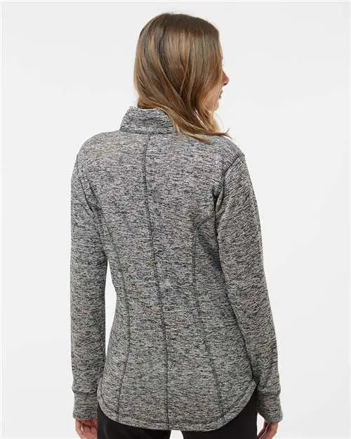 J. America 8617 Women’s Cosmic Fleece Quarter-zip Pullover - Charcoal Fleck Black