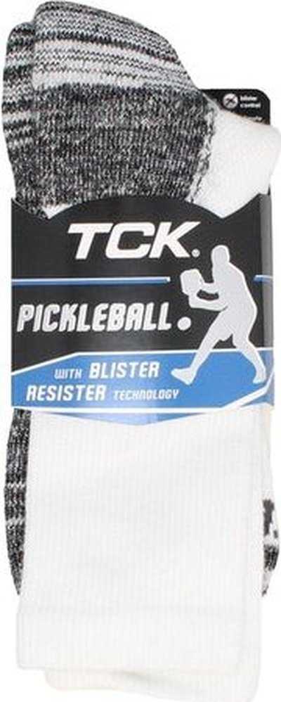 TCK Pickleball Socks Crew Sock - White - HIT a Double - 4