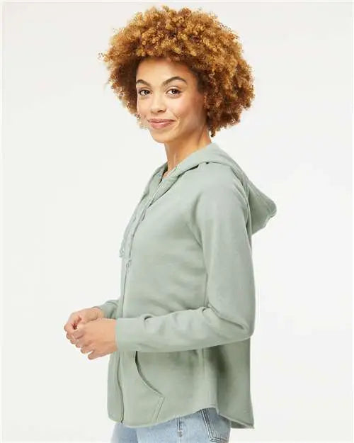 Independent Trading Co. Prm2500z Women’s California Wave Wash Full-zip Hooded Sweatshirt - Sage