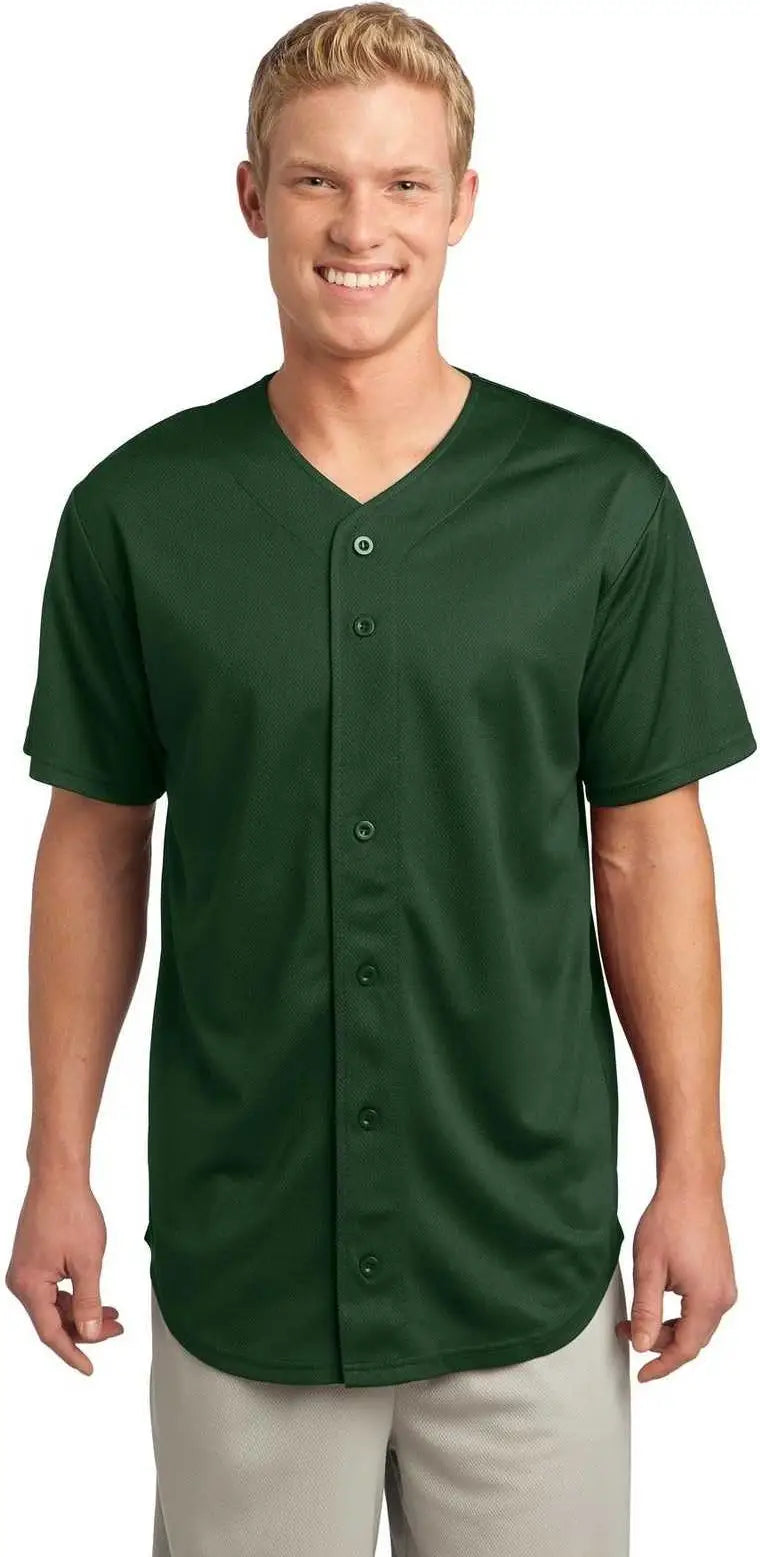 Sport-tek St220 Posicharge Tough Mesh Full-button Jersey - Forest Green