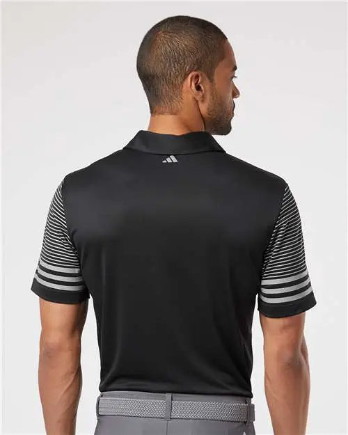 Adidas A490 Striped Sleeve Polo - Black Grey Three