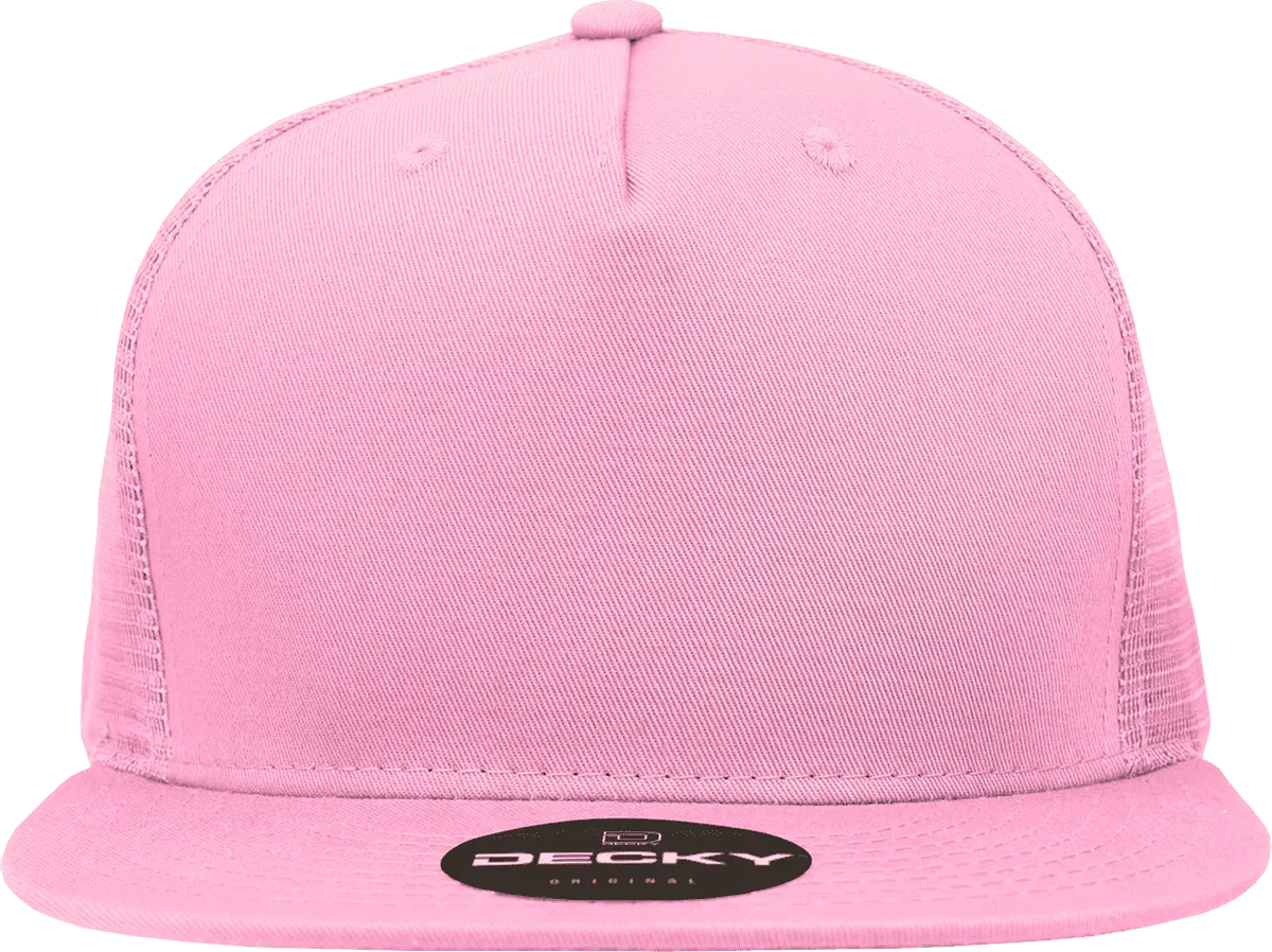 Decky 1040 Classic 5 Panel Cot. Trucker Cap - Pink - one Size Fits Most