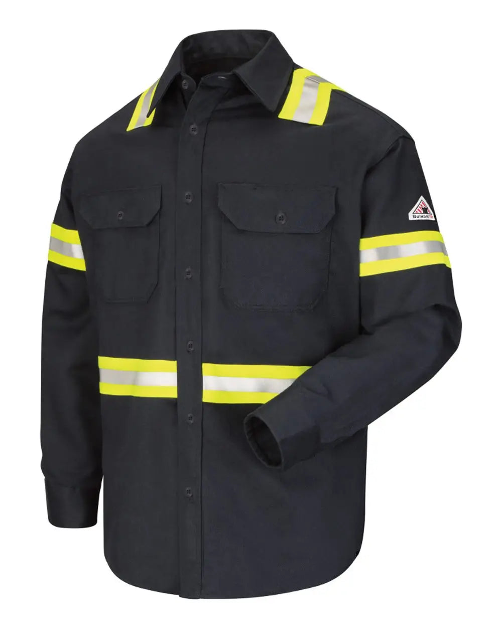 Bulwark Sldtt Enhanced Visibility Uniform Shirt - Tall Sizes - Navy - Mt