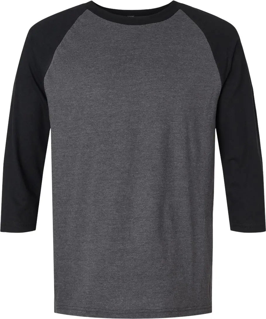 American Apparel 2003cvc Cvc Three-quarter Sleeve Tee - Heather Charcoal Black - Dark Gray / s