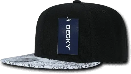 Decky 1093 Bandanna Snapback Cap - Black White - one Size Fits Most