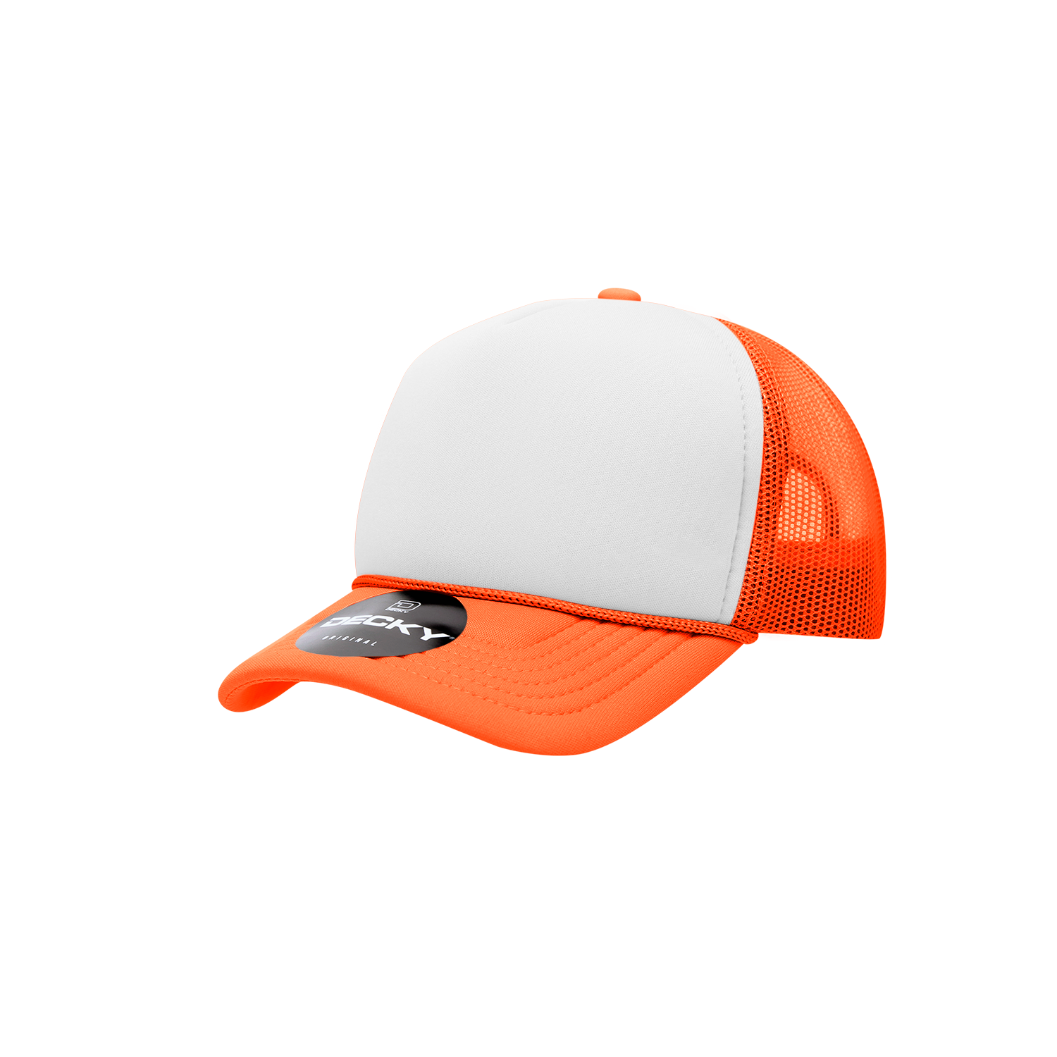 Decky 7010 Youth 5 Panel Mid Profile Structured Foam Trucker - Orange White Orange