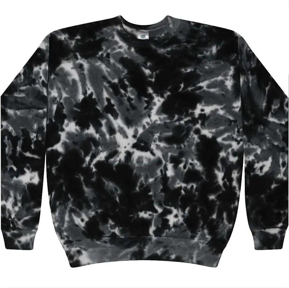 Colortone 8100c Tie-dyed Fleece Crewneck Sweatshirt - 8100 - Multi Black - Adult s