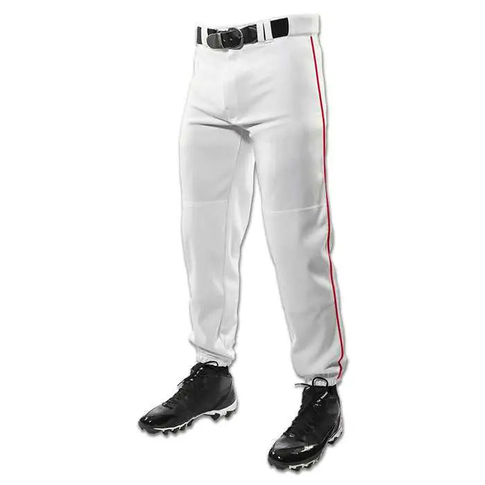 Champro Bp91 Triple Crown Baseball Pant with Piping - White Scarlet