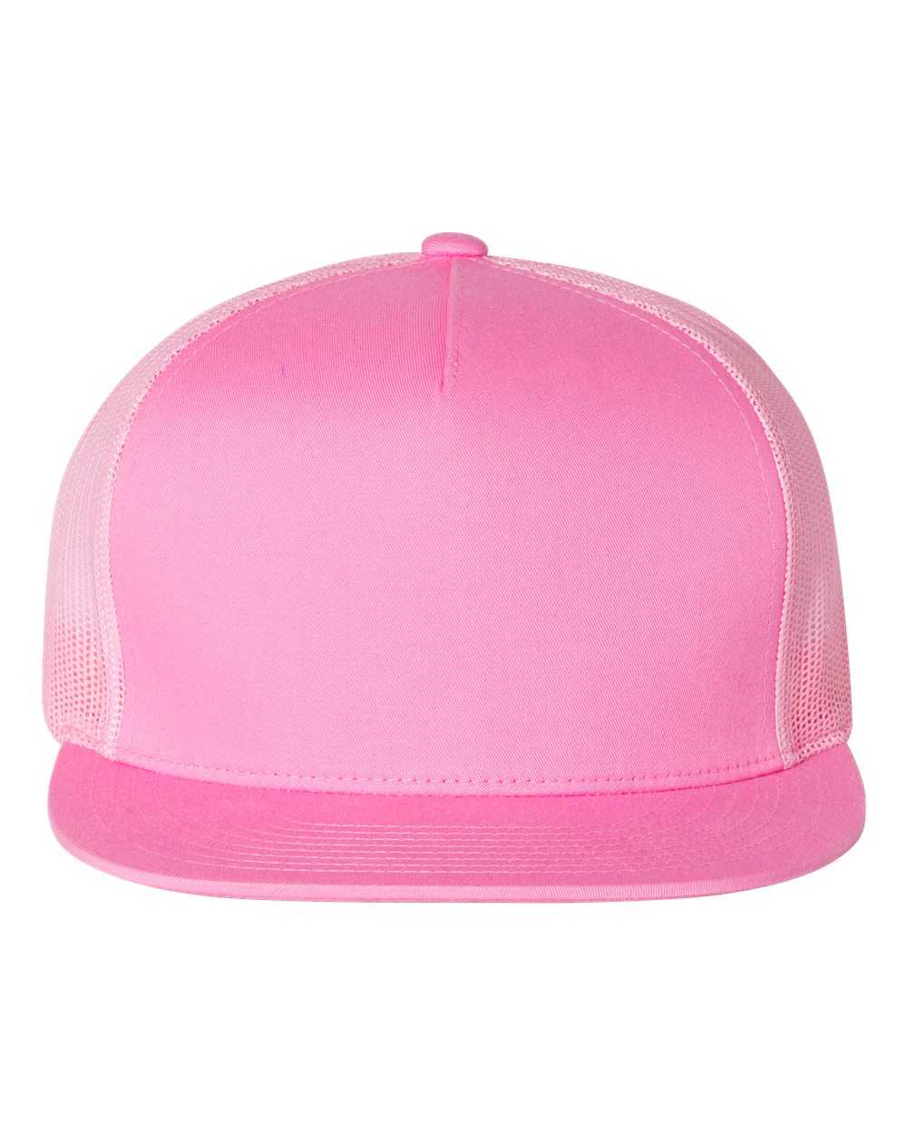 Yupoong 6006W Adult Trucker with White Front Panel Cap - Pink - HIT a Double - 1