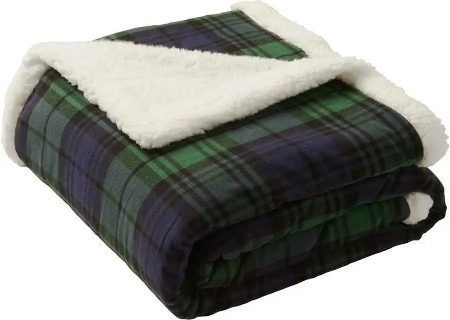 Port Authority Bp43 Flannel Sherpa Blanket - Black Watch - Multi-colored / Osfa