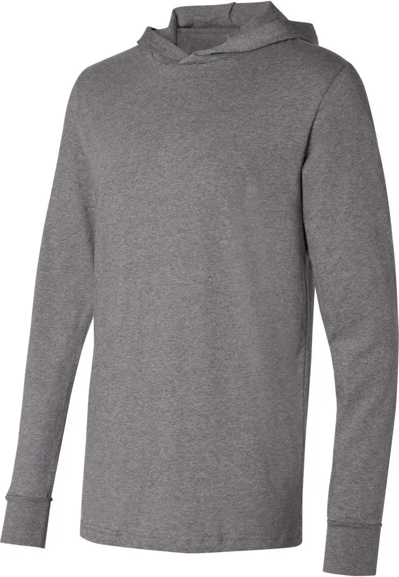 Bella + Canvas 3512 Jersey Hooded Long Sleeve Tee - Deep Heather - Dark Gray / Xs