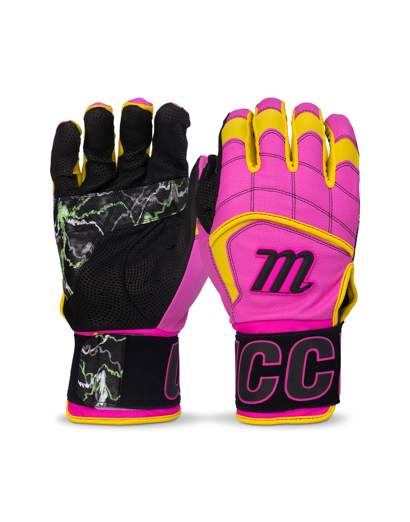 Marucci Blacksmith Tactical Adult Batting Gloves - Pink Yellow - HIT a Double