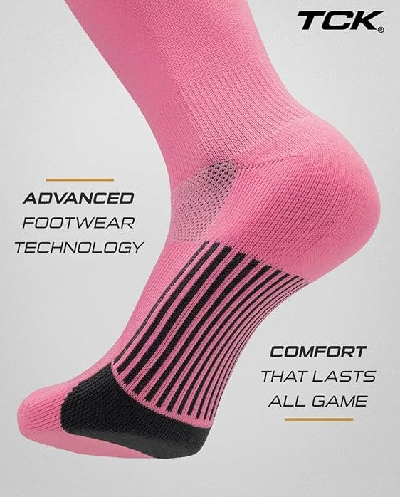 TCK Dugout Solid Color Knee High Sports Socks - Bright Pink - HIT a Double - 3