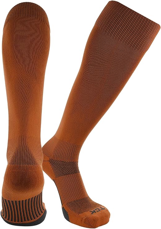 TCK Dugout Solid Color Knee High Sports Socks - Texas Orange - HIT a Double - 1