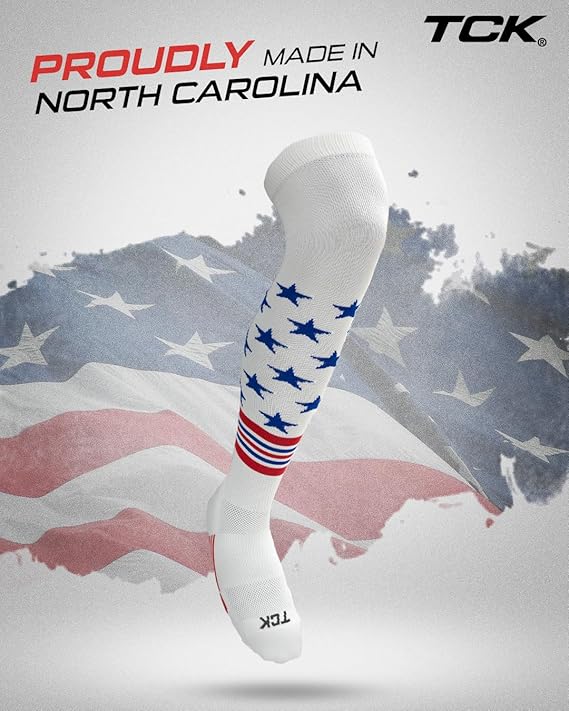 TCK Usa Freedom Over the Knee Baseball Socks - White Royal Scarlet