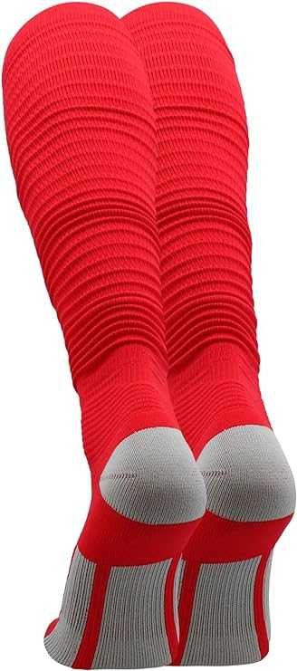 TCK Crunch Football Knee High Socks - Scarlet - HIT a Double - 1