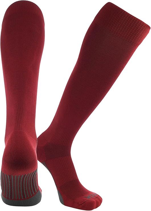 TCK Dugout Solid Color Knee High Sports Socks - Cardinal - HIT a Double - 1