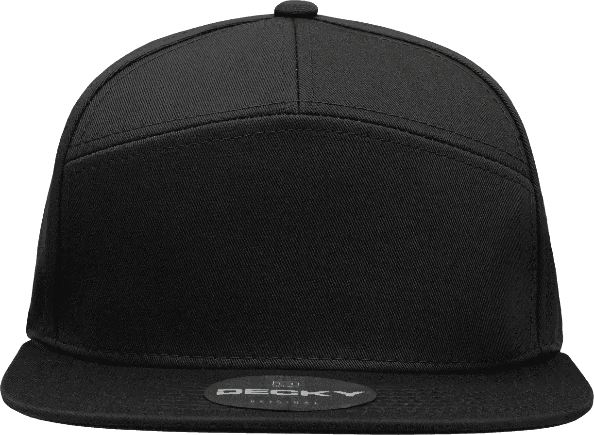 Decky 1098 7 Panel Cotton Snapback Cap - Black - one Size Fits Most