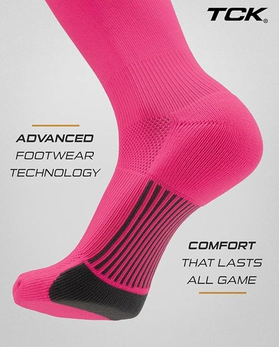 TCK Dugout Solid Color Knee High Sports Socks - Hot Pink - HIT a Double - 3
