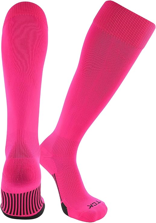 TCK Dugout Solid Color Knee High Sports Socks - Hot Pink - HIT a Double - 1