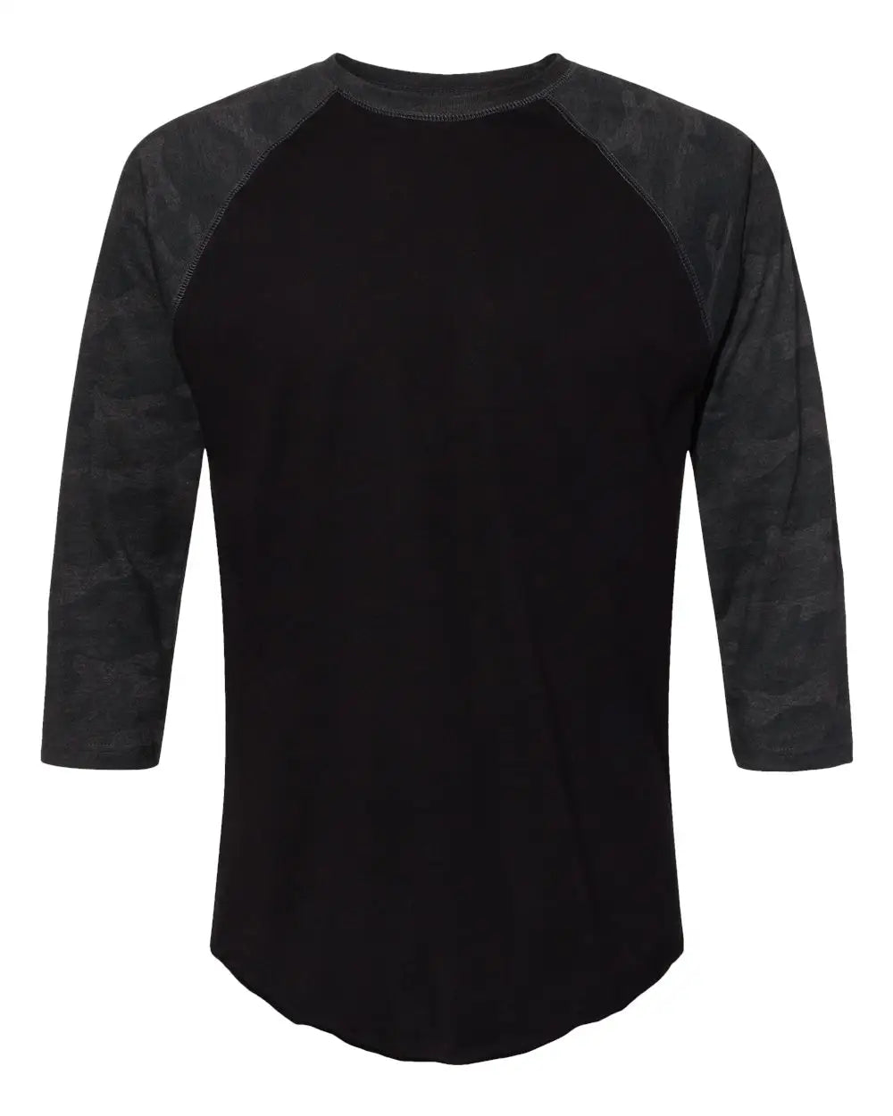 Lat 6930 Baseball Fine Jersey Three-quarter Sleeve Tee - Black Storm Camo - Dark Gray / s