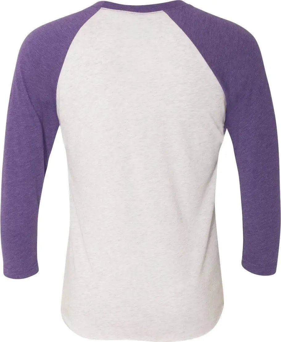 Next Level 6051 Tri-blend 3/4 Raglan T-shirt - Purple Rush - Heather White - Adult Xs