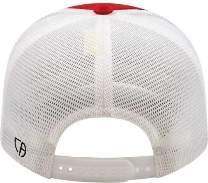 Cap America I8502 Flexfit 110 Trucker Mesh Back - Red White - one Size Fits Most
