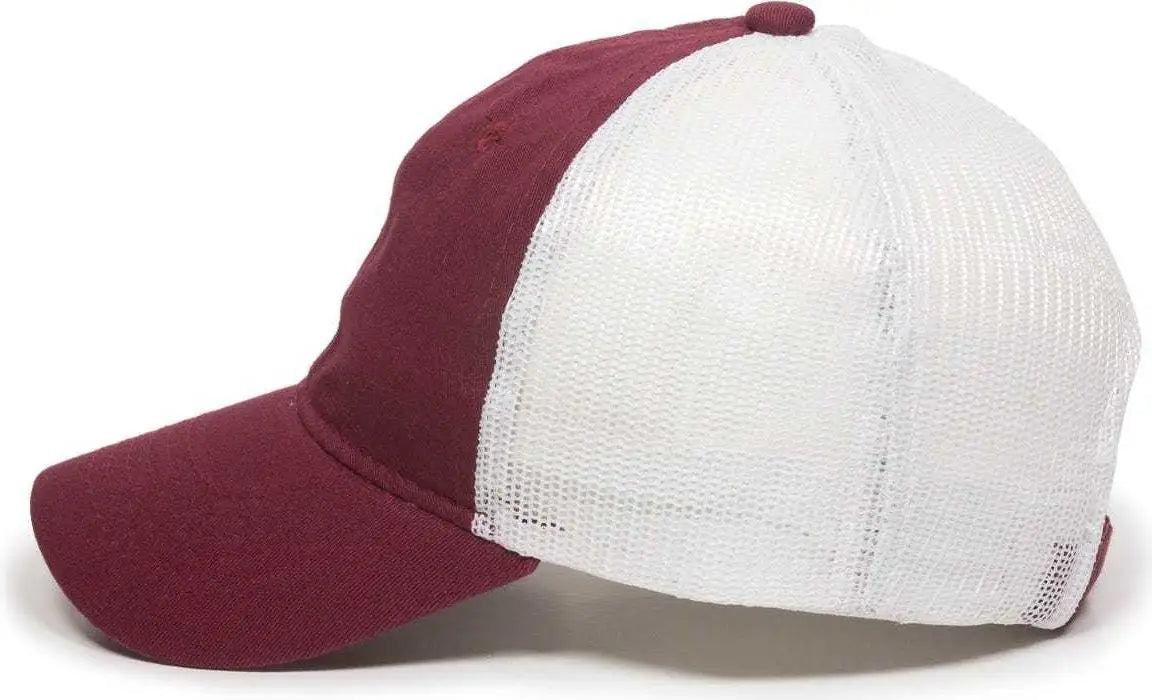 Oc Sports Fwt-130 Garment Wash Mesh Back Baseball Cap - Burgundy White