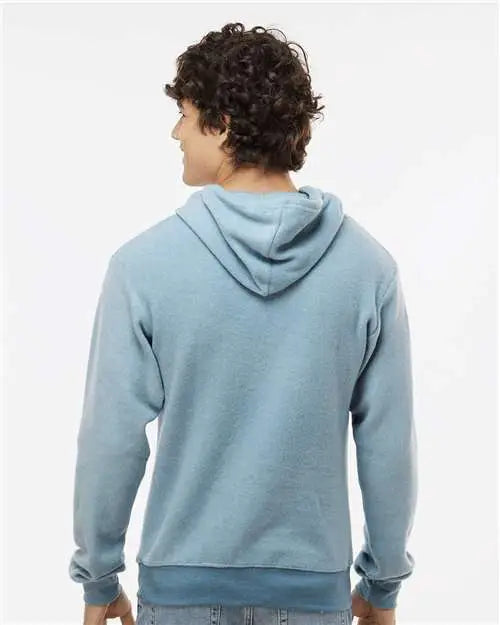 J. America 8709 Flip Side Fleece Hooded Sweatshirt - Chambray Heather