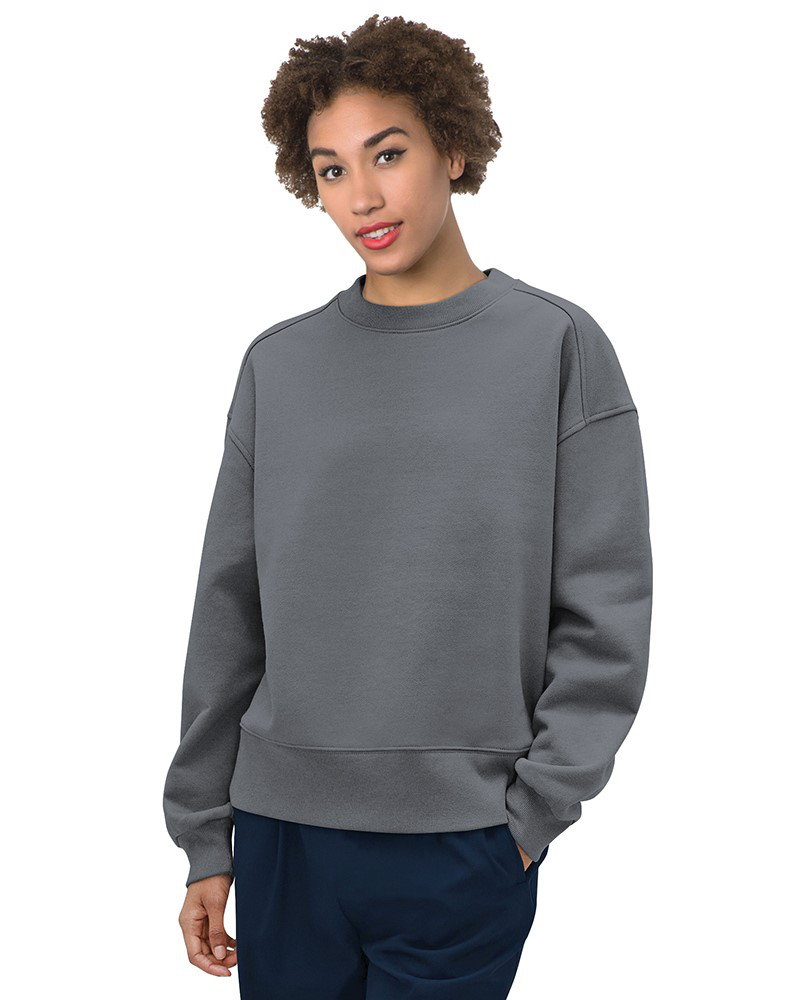 Bayside 7702 Women's USA-Made Fleece Crewneck Sweatshirt - Charcoal