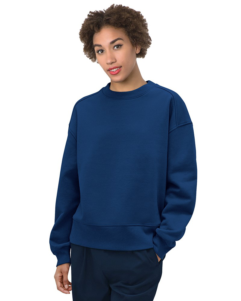 Bayside 7702 Women's USA-Made Fleece Crewneck Sweatshirt - Navy