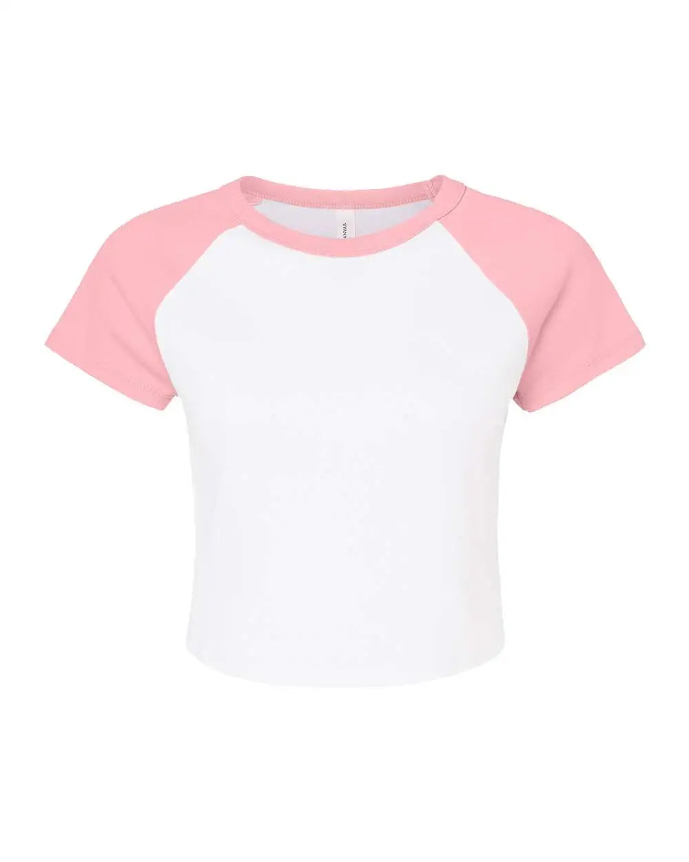 Bella + Canvas 1201 Women’s Micro Rib Raglan Baby Tee - White Pink - Xs