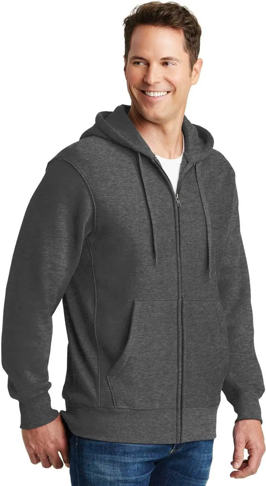 Sport-tek F282 Super Heavyweight Full-zip Hooded Sweatshirt - Graphite Heather