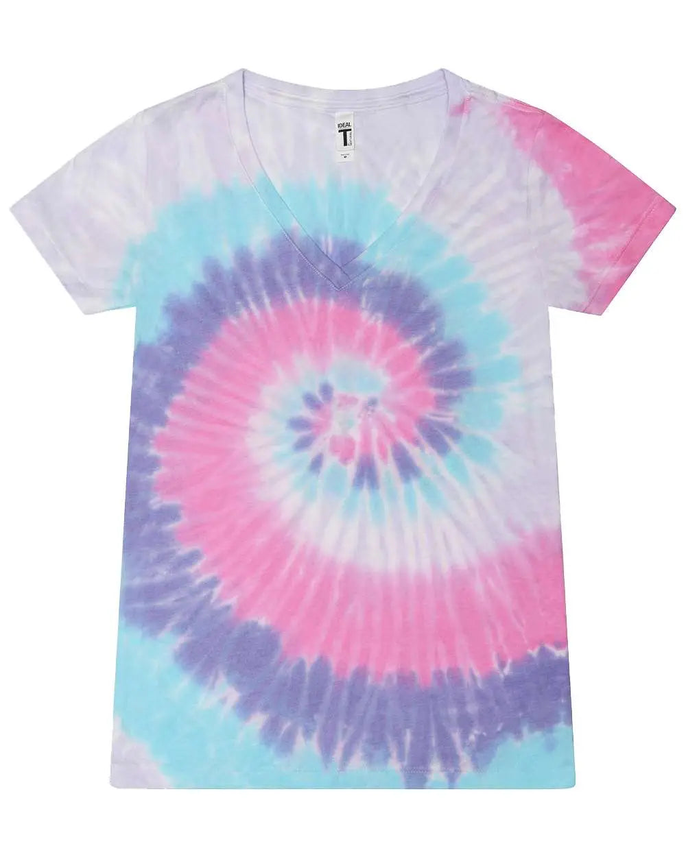 Colortone 1075c Women’s Tie-dyed V-neck T-shirt - 1075 - Unicorn - Ladies Xs