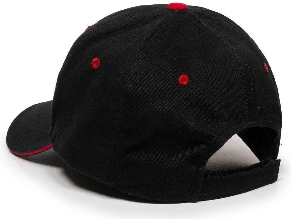 Oc Sports Gl-845 Contrasting Sandwich Button and Eyelet Cap - Black Red - 6 7/8’’ - 7 1/2’’