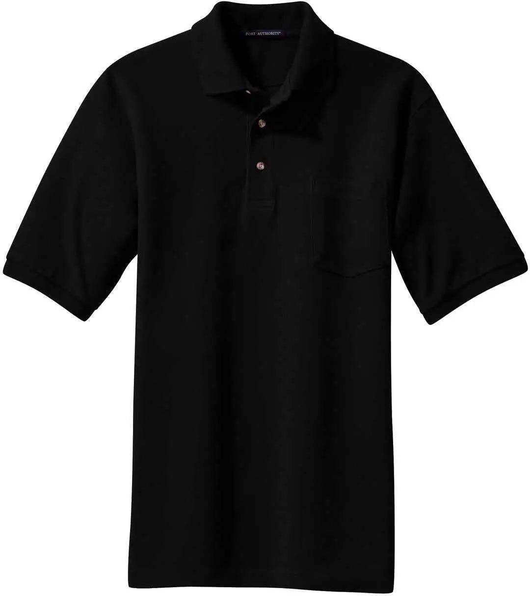 Port Authority K420p Heavyweight Cotton Pique Polo with Pocket - Black