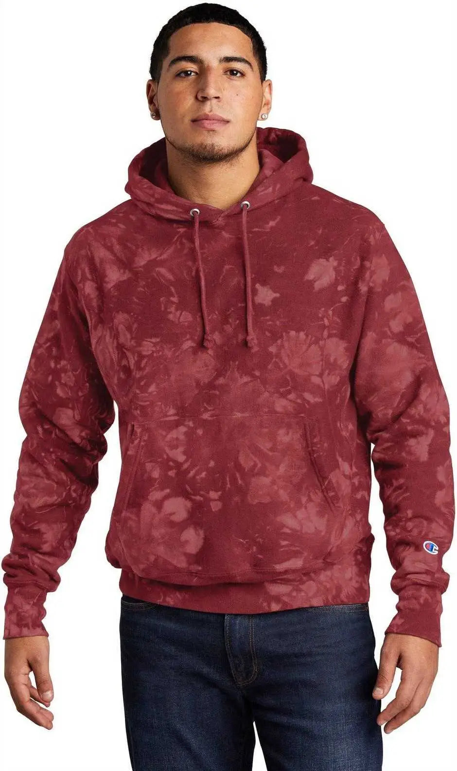 Champion Tds101 Reverse Weave Scrunch-dye Tie-dye Hooded Sweatshirt - Mulled Berry