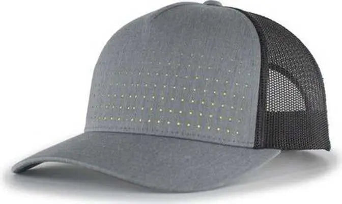 Pacific Headwear 105p Perforated 5-panel Trucker Snapback Cap - Heather Gray Light Charcoal Acid Green - 7’’ - 7 7/8’’