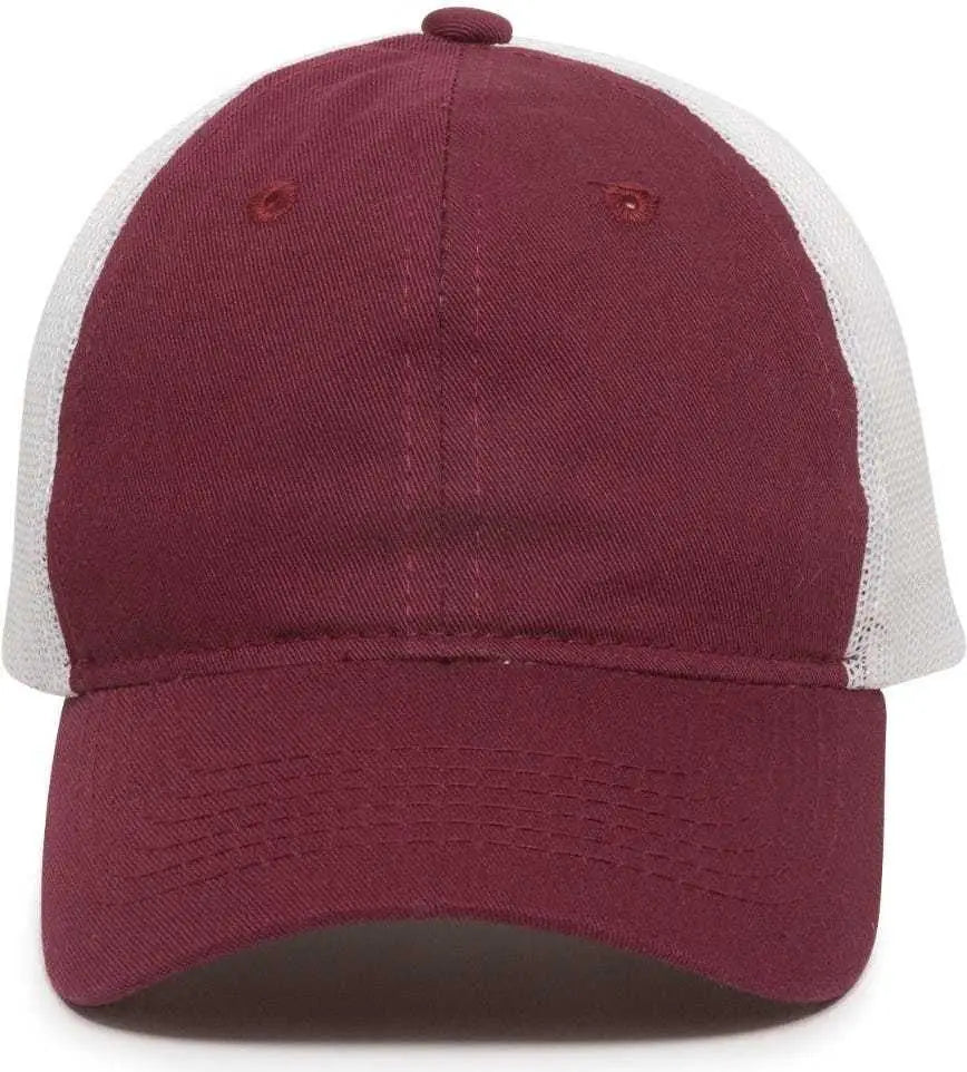 Oc Sports Fwt-130 Garment Wash Mesh Back Baseball Cap - Burgundy White