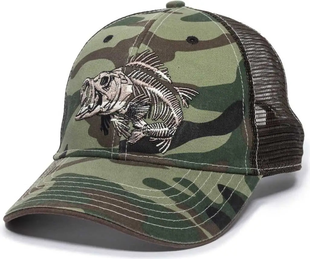 Oc Sports Bon-022 Fishing Adjustable Mesh Back Cap - Generic Camo Brown - Green / 6 7/8’’ - 7 1/2’’