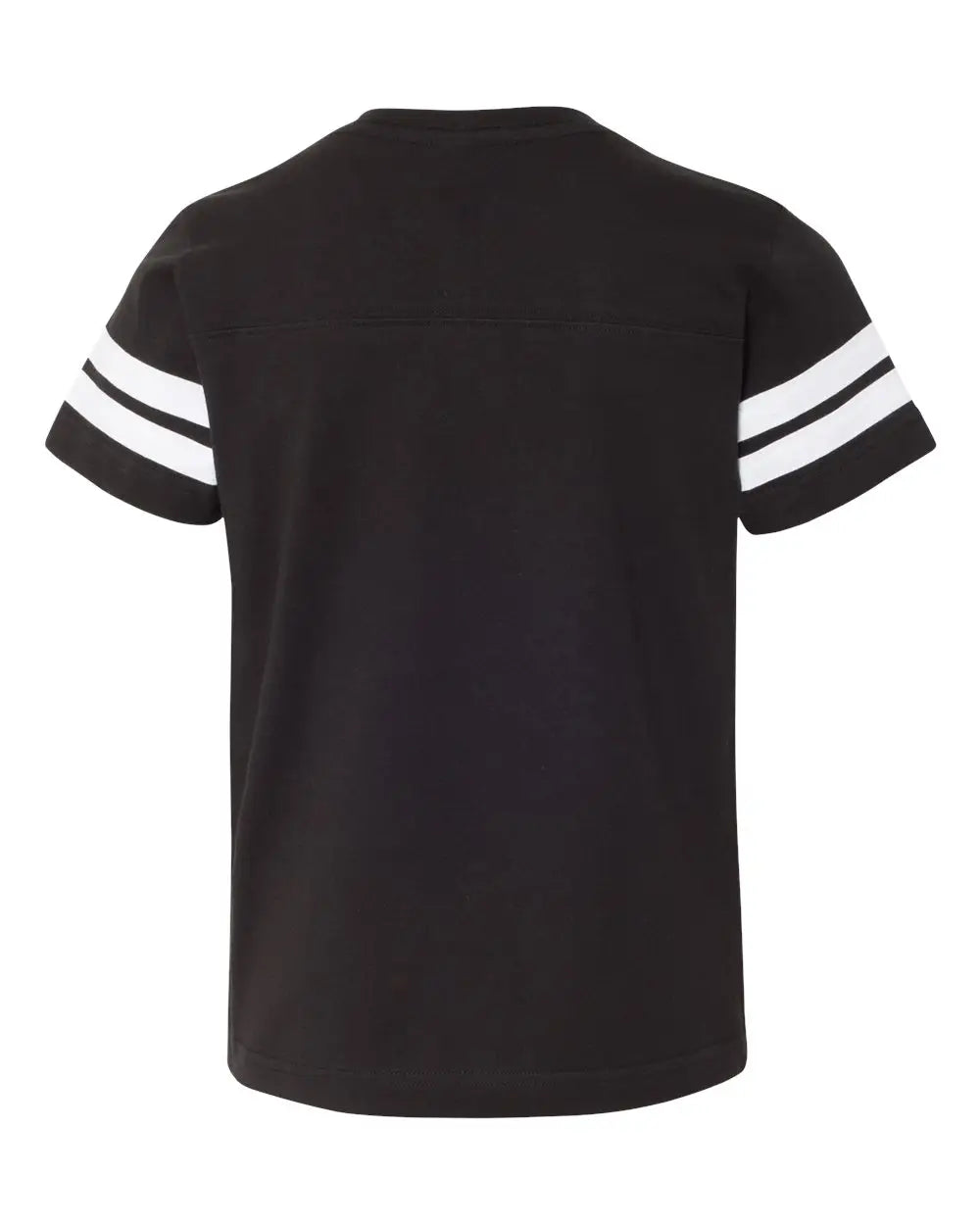 Lat 6137 Youth Football Fine Jersey Tee - Black Solid White - Xs