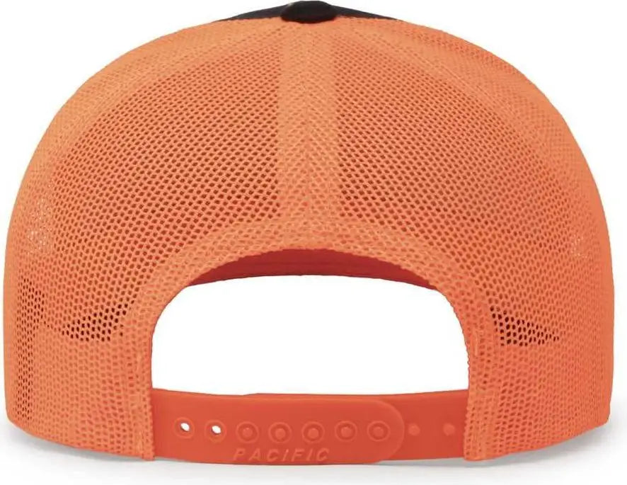 Pacific Headwear 104c Trucker Snapback Cap - Black Neon Orange - 7’’ - 7 7/8’’