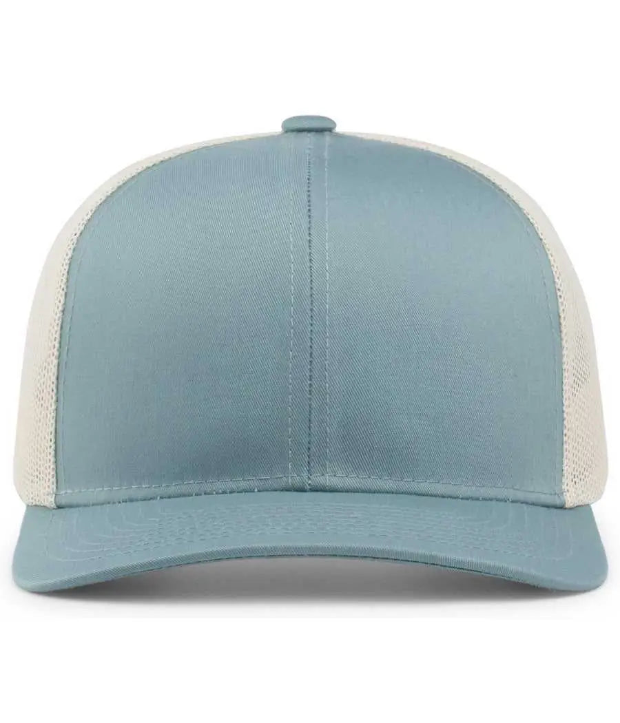 Pacific Headwear 104c Trucker Snapback Cap - Smoke Blue Beige - Columbia Ivory / 7’’ - 7 7/8’’