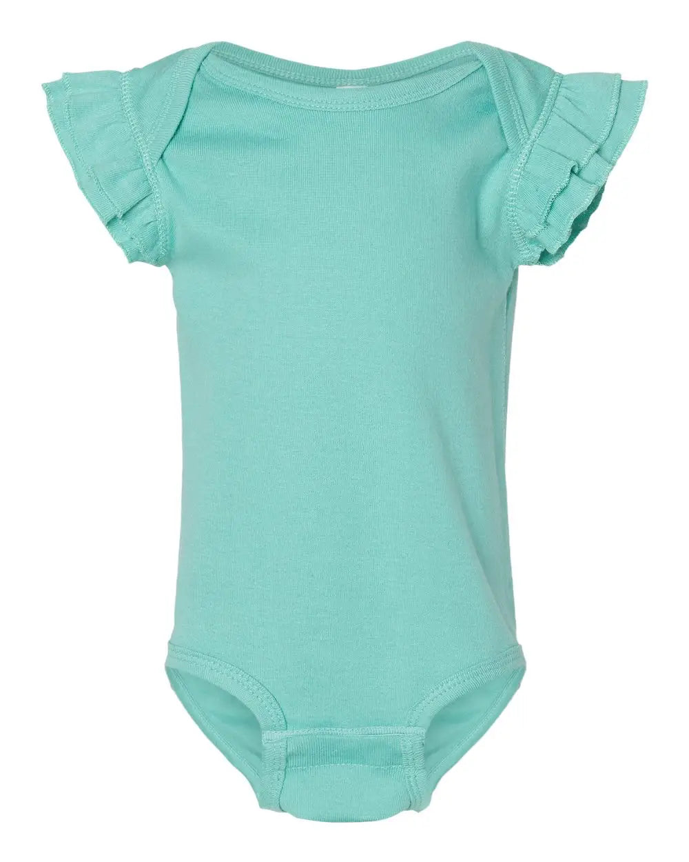 Rabbit Skins 4439 Infant Flutter Sleeve Baby Rib Bodysuit - Saltwater - Gray / 6m