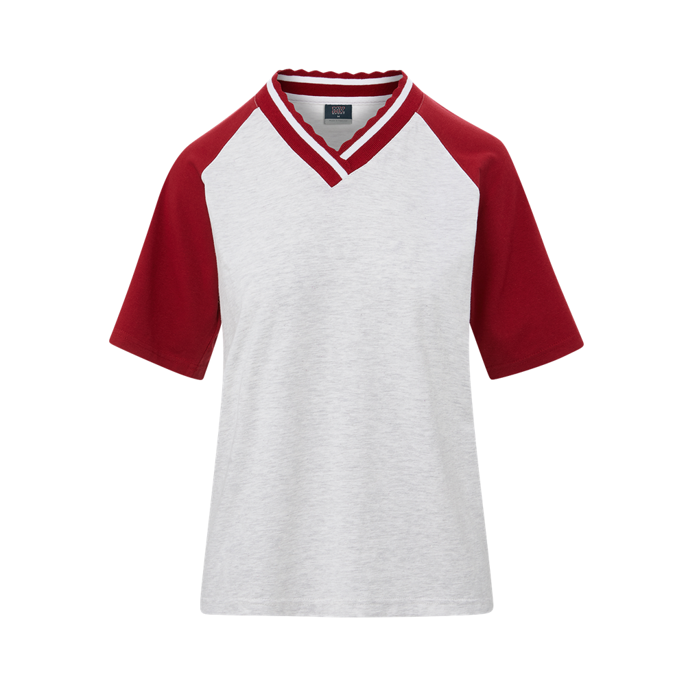 MV Sport W25400 Jewell Team Tee - Crimson/Ash - Front