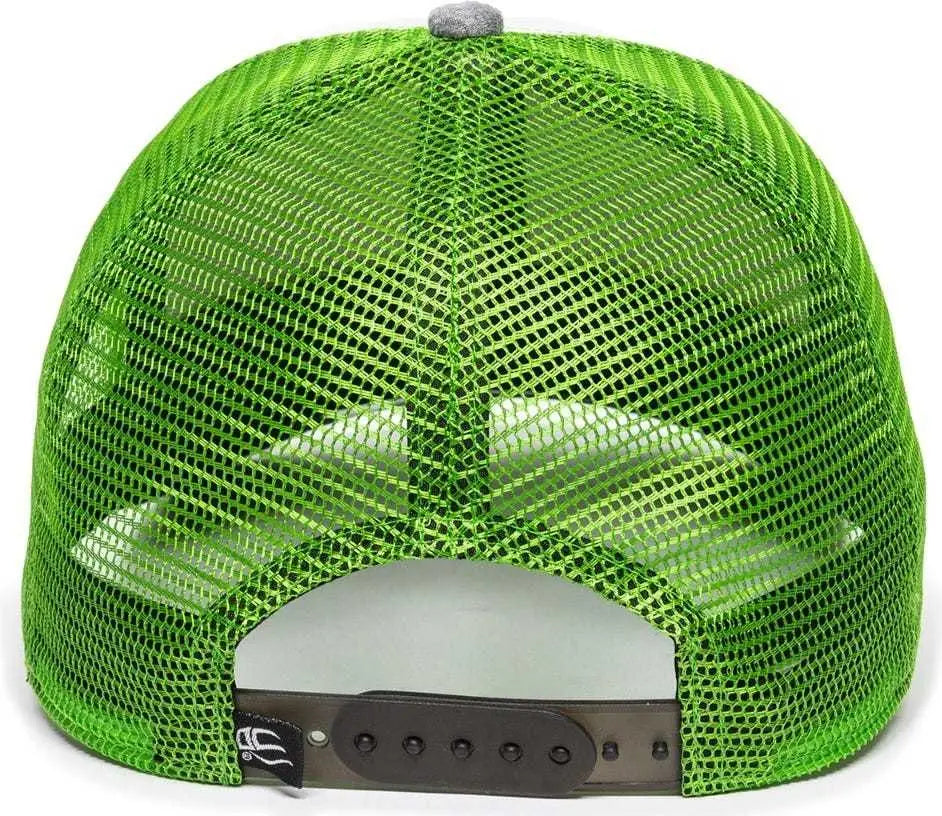 Oc Sports Rgr-200m Adjustable Mesh Back Gray Heathered Bill Cap - White Green Grey - 6 7/8’’ - 7 1/2’’